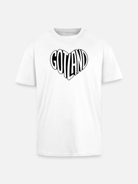 Gotland, Sweden Lettering Heart - Unisex Oversized Heavyweight T-shirt - white