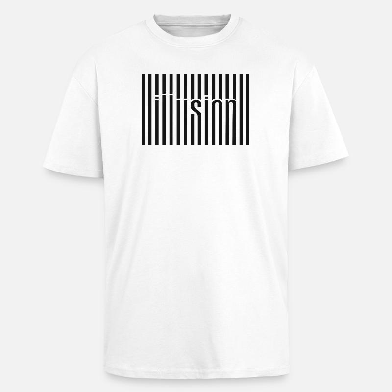 Art textuel du code-barres d’illusion - T-shirt unisexe oversize épais - blanc
