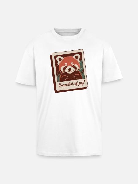 Red Panda Snapshot Joy - Unisex Oversized Heavyweight T-shirt - white