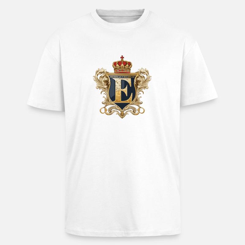 E Buchstabe Name Krone - Oversized Heavyweight Unisex T-Shirt - Weiß