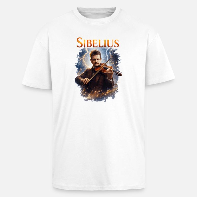 Sibelius Violine im Blitz - Oversized Heavyweight Unisex T-Shirt - Weiß