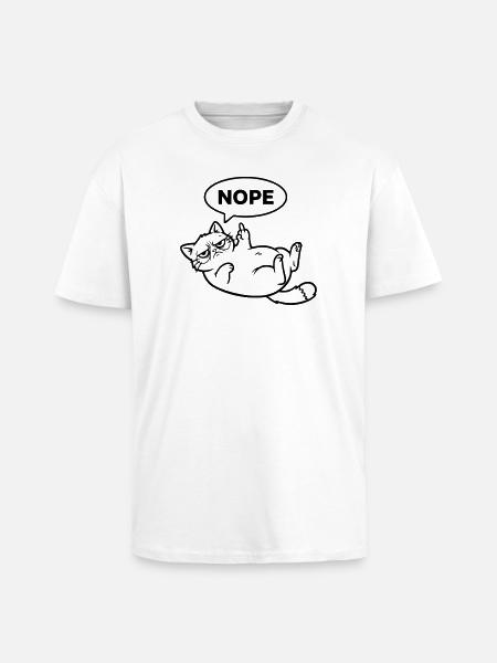Katze Mittelfinger Nope Outline - Oversized Heavyweight Unisex T-Shirt - Weiß