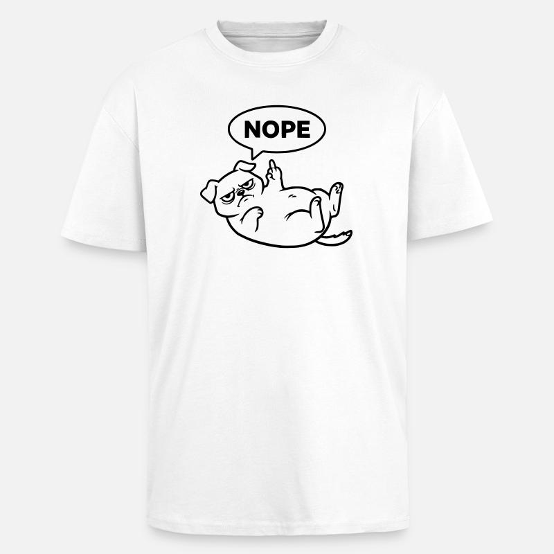 Mops Hund Mittelfinger Nein - Oversized Heavyweight Unisex T-Shirt - Weiß