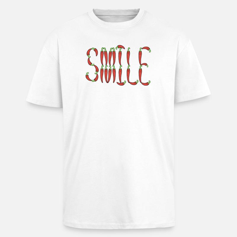 Chili smile typography - Unisex Oversized Heavyweight T-shirt - white
