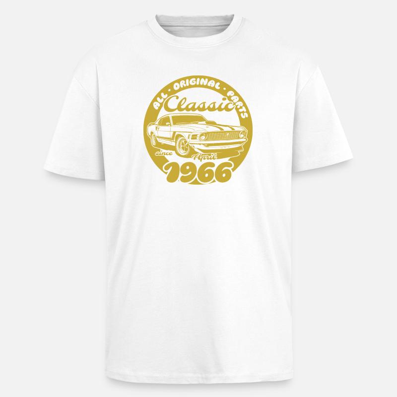 60e anniversaire - Muscle Car Classique 04/1966 - T-shirt unisexe oversize épais - blanc