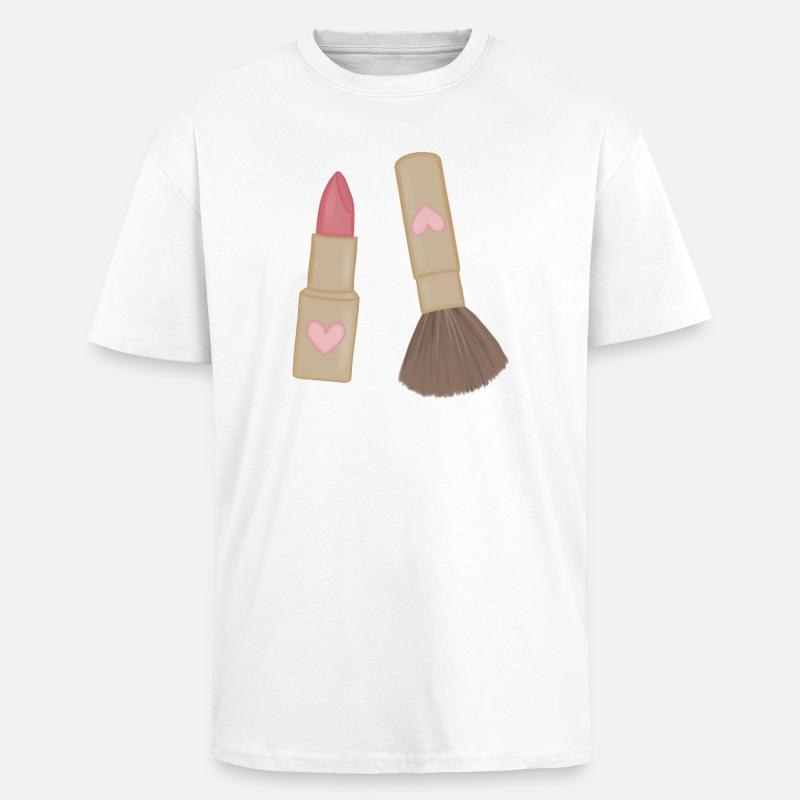 Herzlippe Lippenstift & Pinsel Charm - Oversized Heavyweight Unisex T-Shirt - Weiß