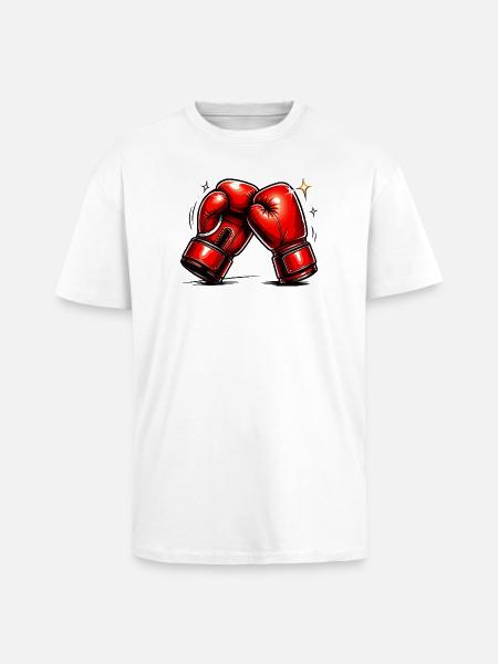 Red Boxing Gloves Power and Dynamics - Unisex Oversized Heavyweight T-shirt - white