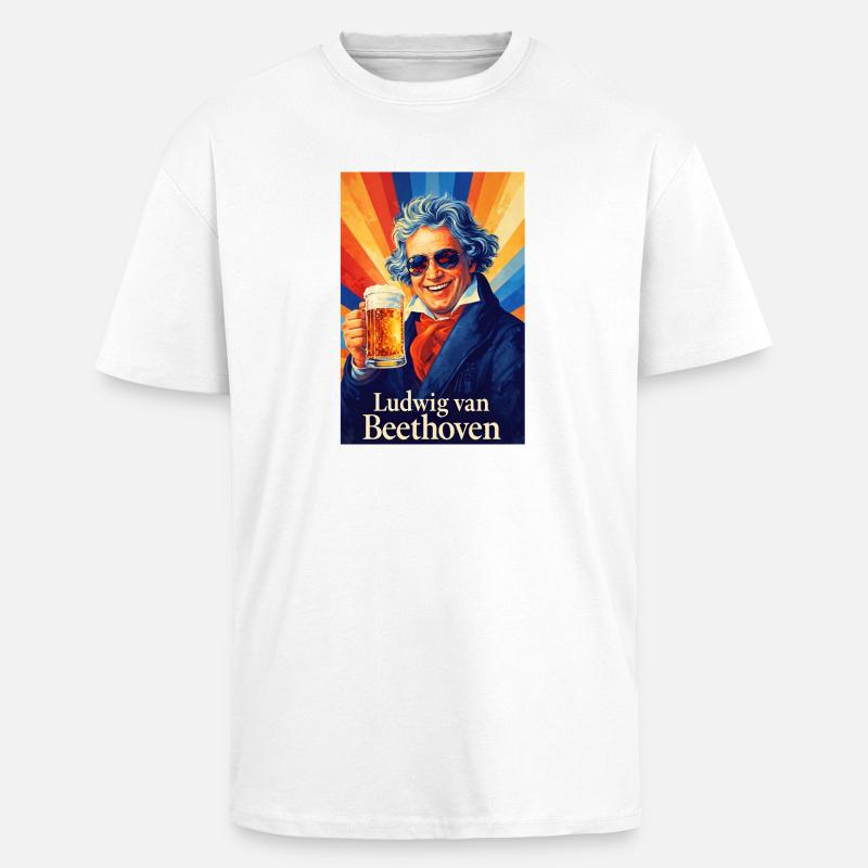 Ludwig van Beethoven - Gruby T-shirt unisex oversize - biały