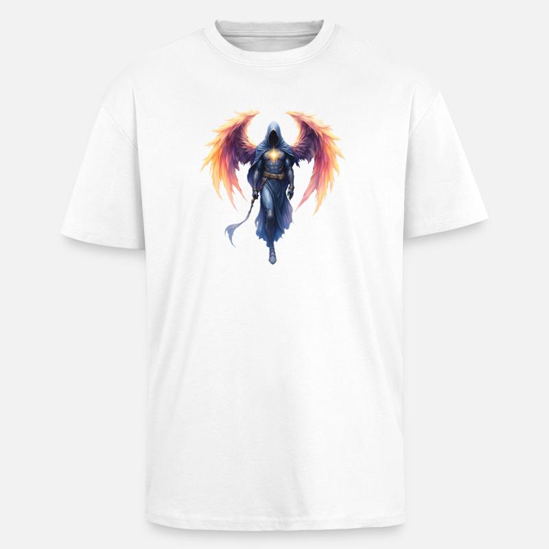 Blue Fire Winged Warrior - Unisex Oversized Heavyweight T-shirt - white