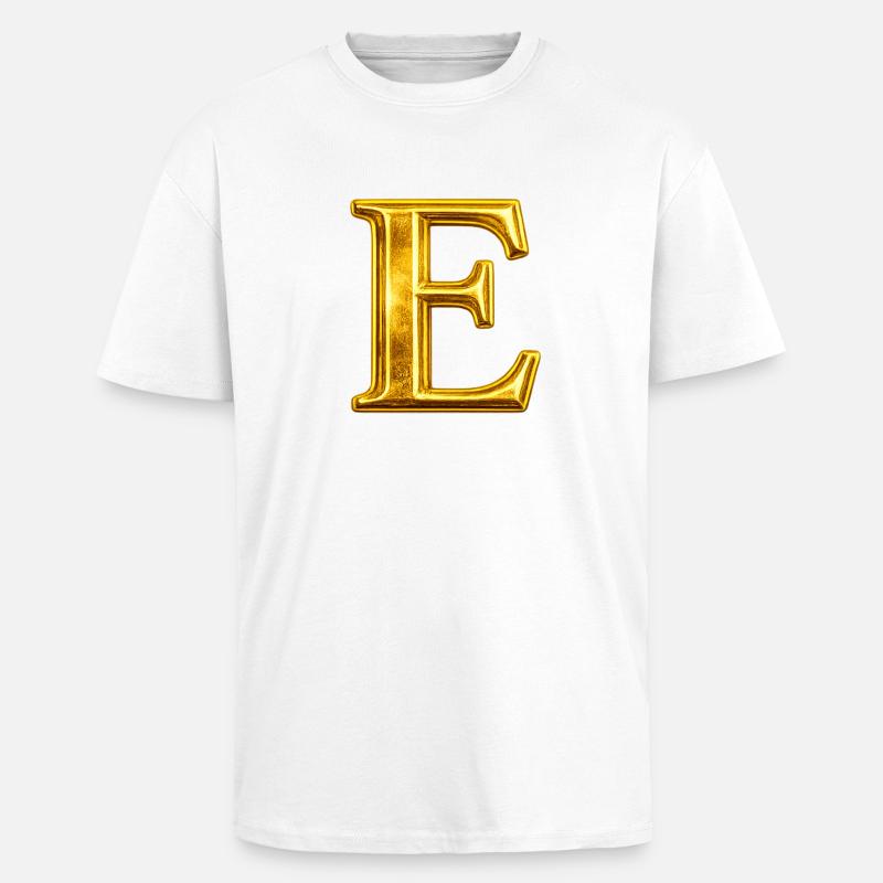 Golden E Monogram Design - Unisex Oversized Heavyweight T-shirt - white