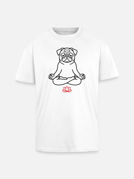 Mops Hund Zen Ausmalbild - Oversized Heavyweight Unisex T-Shirt - Weiß