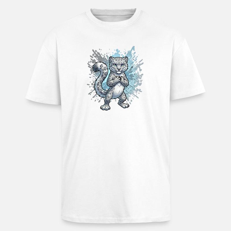 Éclaboussure de léopard des neiges - T-shirt unisexe oversize épais - blanc