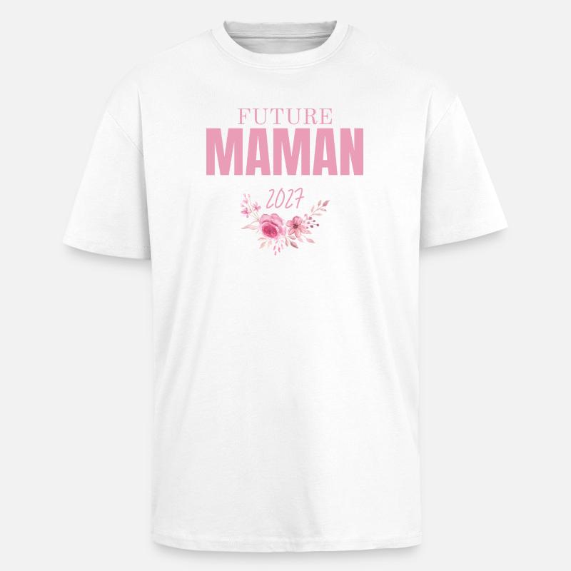 Futur Maman Floral 2027 - T-shirt unisexe oversize épais - blanc