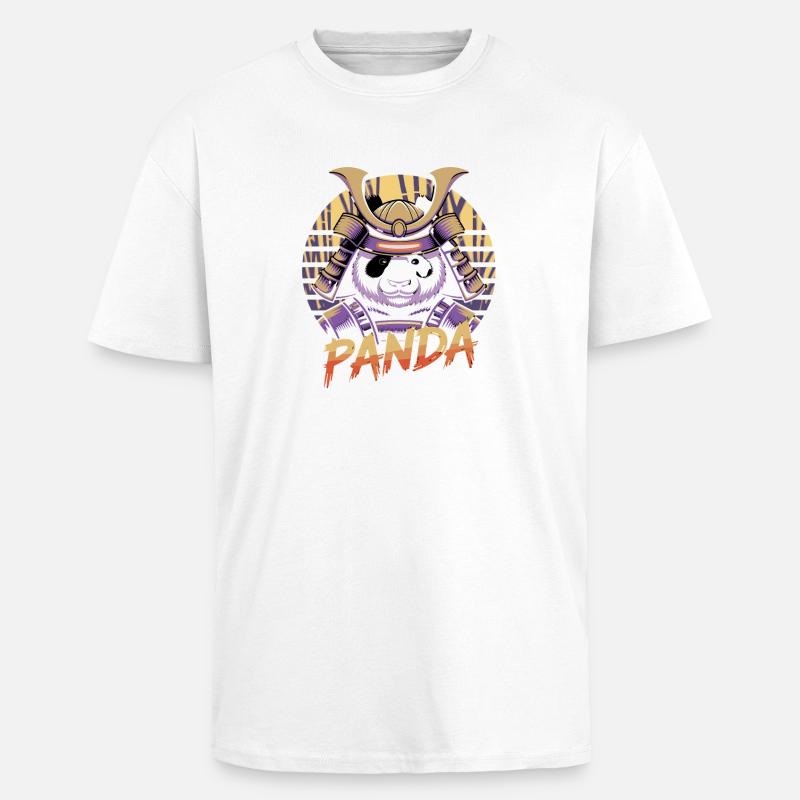 Warlike Panda Samurai Illustration - Unisex Oversized Heavyweight T-shirt - white