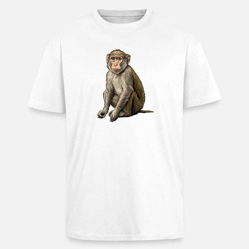 Macaque Macaque - Paksu unisex oversize t-paita - valkoinen