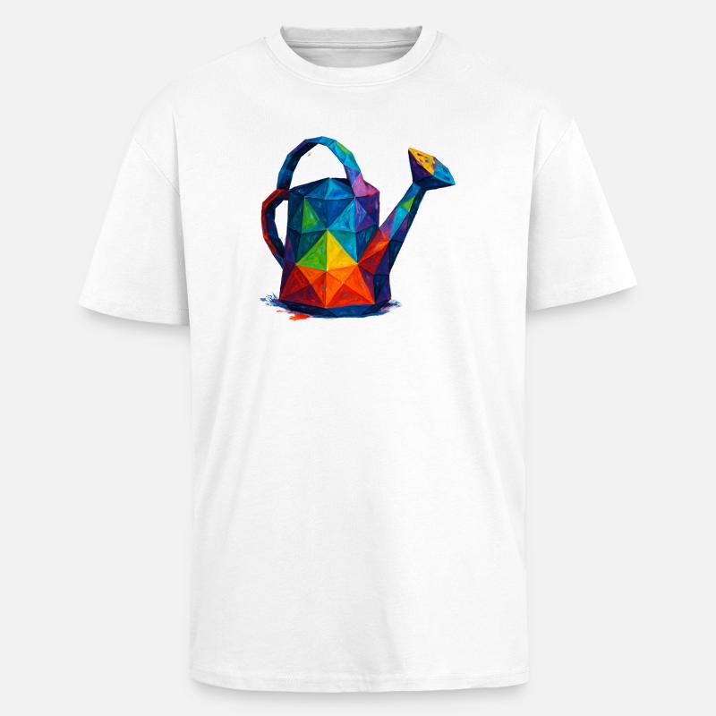 Geometrische Gießkanne – Low-Poly-Gartendesign - Oversized Heavyweight Unisex T-Shirt - Weiß