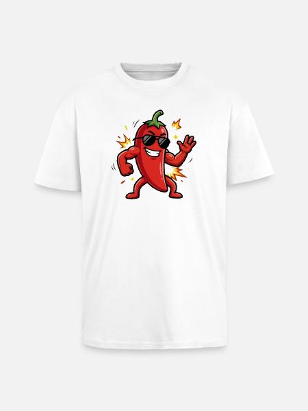 Chili Rocker mit Sonnenbrille - Oversized Heavyweight Unisex T-Shirt - Weiß
