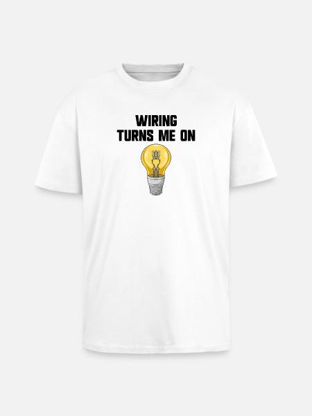 Fysikvittighed: Ledninger tænder mig – sjovere - Unisex oversized heavyweight t-shirt - hvid