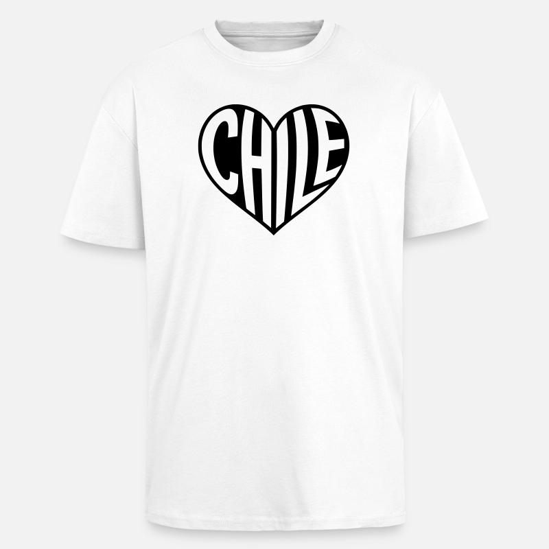 Typographie du cœur chilien - T-shirt unisexe oversize épais - blanc