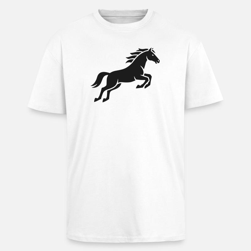 Springendes Pferd Silhouette - Oversized Heavyweight Unisex T-Shirt - Weiß