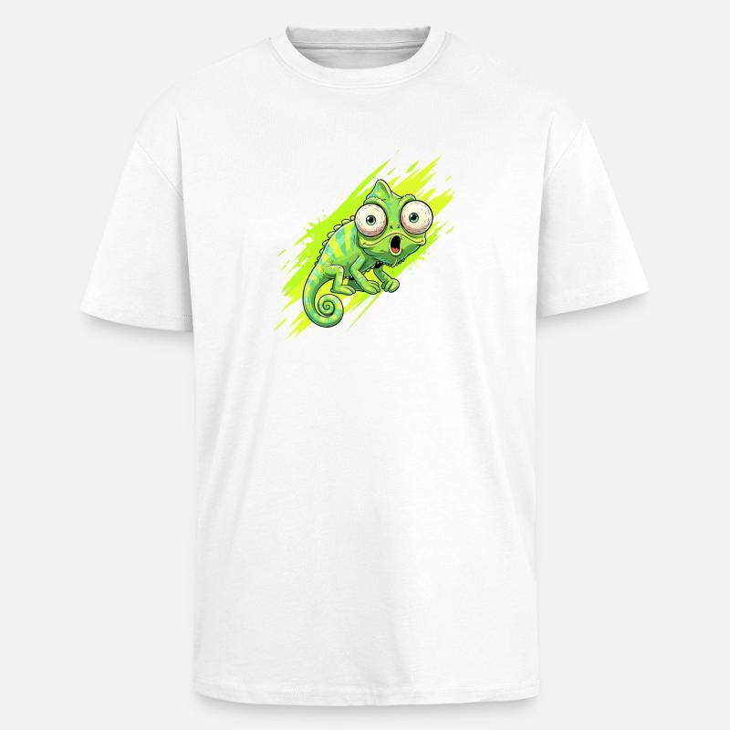Neon Chameleon Splash - Unisex Oversized Heavyweight T-shirt - white