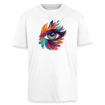 Color Eye Leaf Fire Pattern - Unisex Oversized Heavyweight T-shirt - white - Front - Alina (178cm) & Michal (187cm)