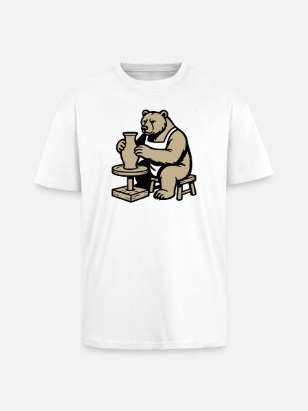 Steady Hands Grizzly — Master of Ceramics - Unisex Oversized Heavyweight T-shirt - white