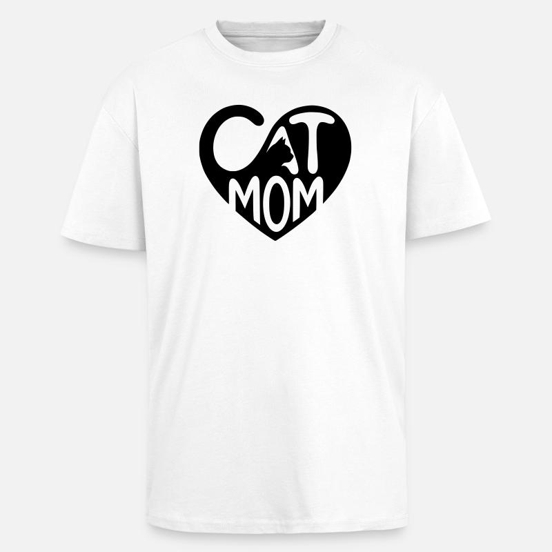 Maman Chat, Cœur de Maman Chat - T-shirt unisexe oversize épais - blanc