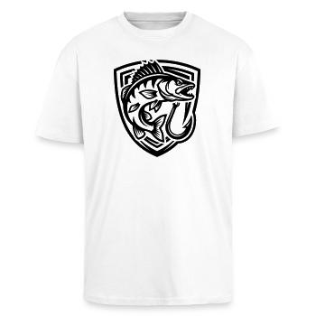 Blason de pêche au brochet - T-shirt unisexe oversize épais - blanc - Devant - Alina (178cm) & Michal (187cm)