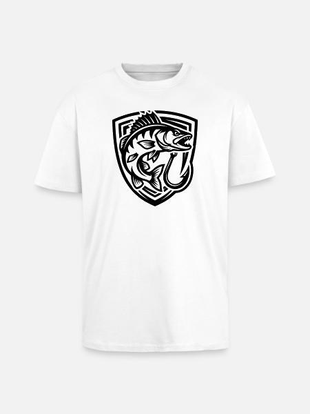 Hecht Fisch Angeln Wappen - Oversized Heavyweight Unisex T-Shirt - Weiß