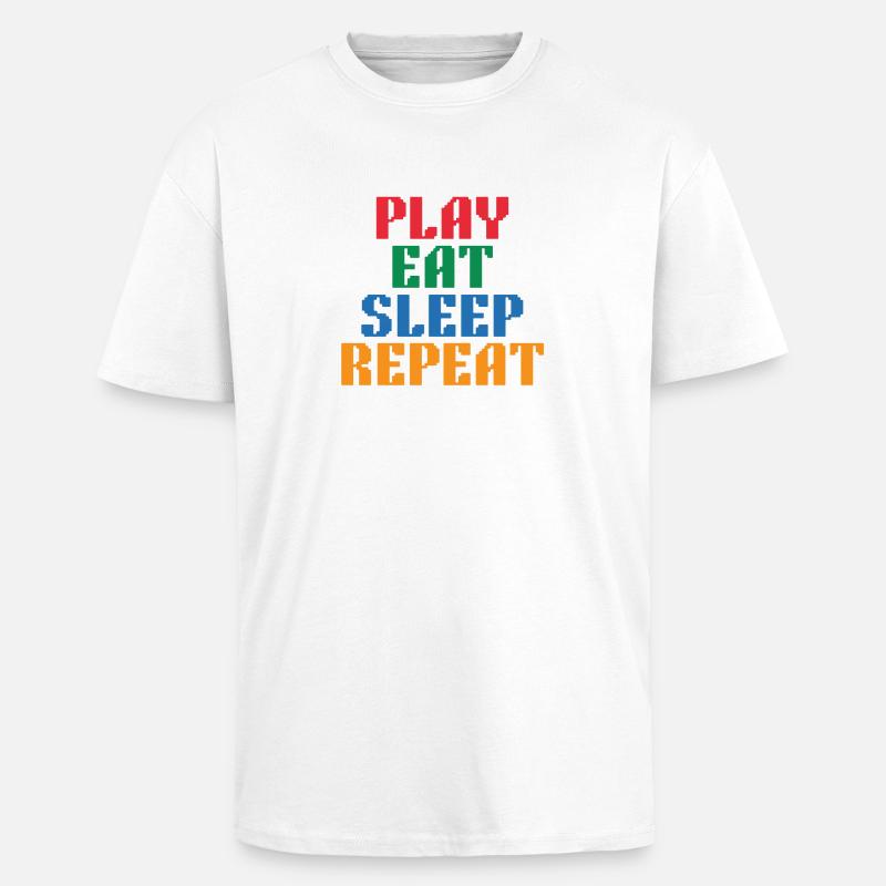 Jouez Manger Sommeil Répéter le Pixel - T-shirt unisexe oversize épais - blanc