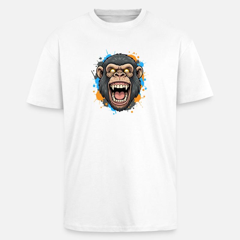 Schreiender Gorillakopf Splash - Oversized Heavyweight Unisex T-Shirt - Weiß