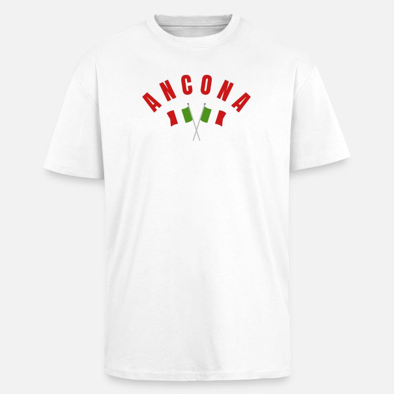 Emblème des drapeaux d’Ancône - T-shirt unisexe oversize épais - blanc
