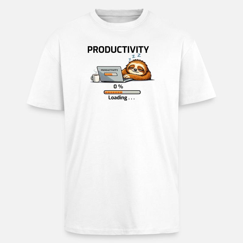 Productive Sloth on Laptop - Unisex Oversized Heavyweight T-shirt - white