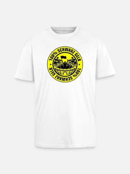Schwarz Gelb Fans - Oversized Heavyweight Unisex T-Shirt - Weiß