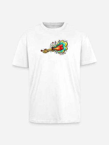 Bunte Trompete Farbexplosion - Oversized Heavyweight Unisex T-Shirt - Weiß