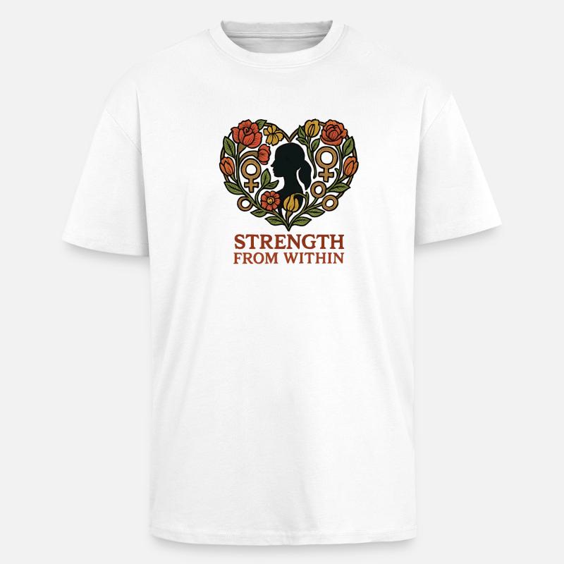 Strength From Inside Blossom Heart - Unisex Oversized Heavyweight T-shirt - white