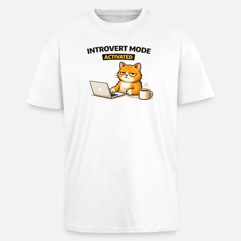 Chat activé en mode introverti - T-shirt unisexe oversize épais - blanc