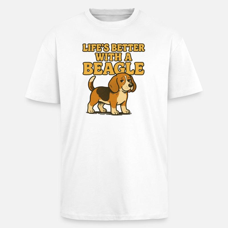 Beagle Life Better With A Beagle - Unisex Oversized Heavyweight T-shirt - white