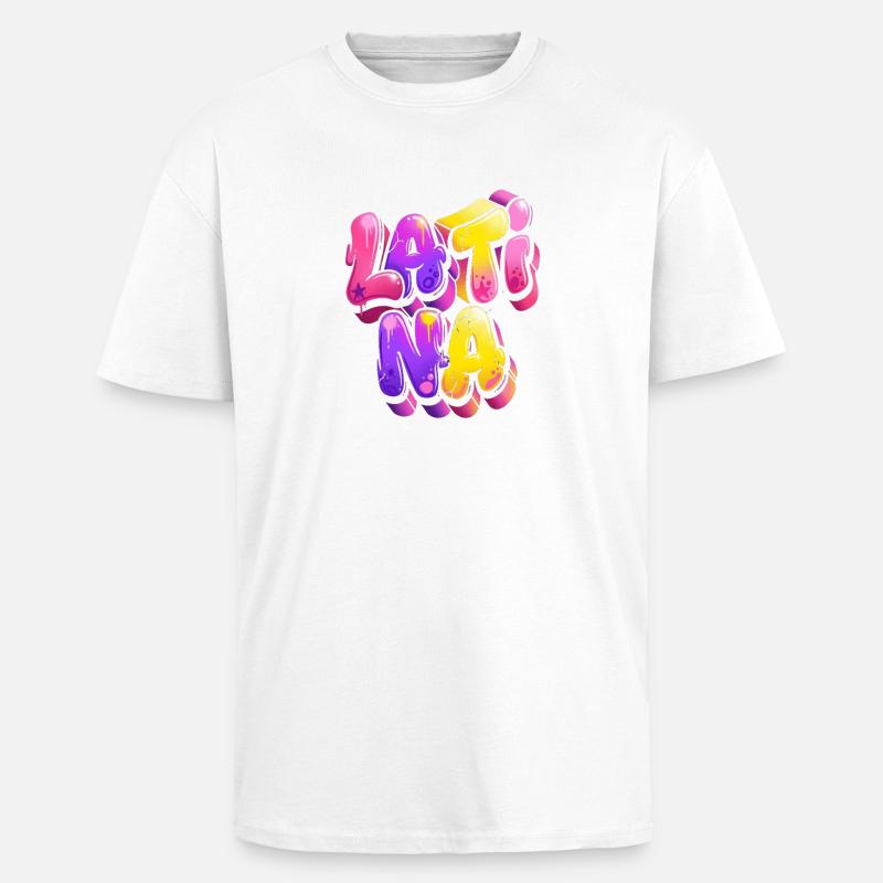 Dégradé de lettrage de graffiti néon - T-shirt unisexe oversize épais - blanc