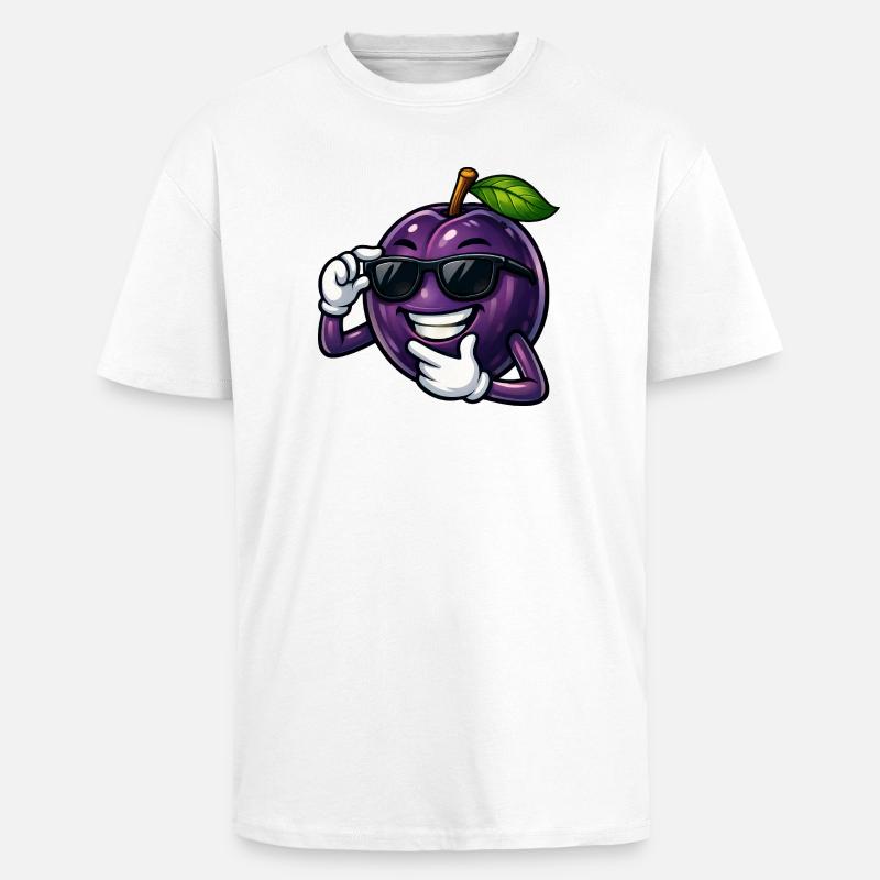 Coole Pflaume Cartoon Comic Obst Sommer - Oversized Heavyweight Unisex T-Shirt - Weiß