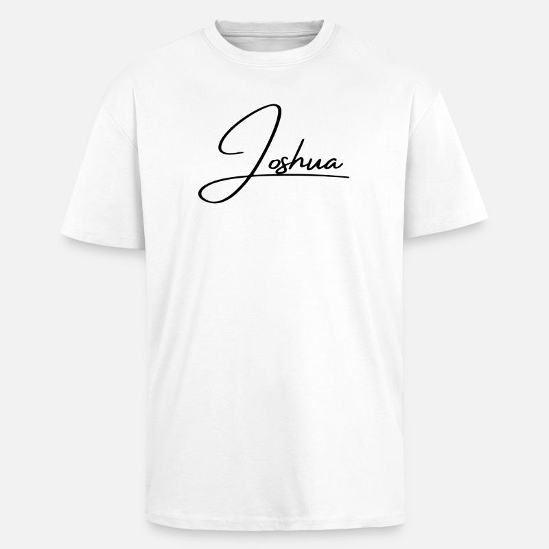 Joshua Name - Elegant Cursive Script - Unisex Oversized Heavyweight T-shirt - white