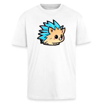 Süßer Kawaii-Igel-Doodle-Cartoon - Oversized Heavyweight Unisex T-Shirt - Weiß - Vorne - Alina (178cm) & Michal (187cm)
