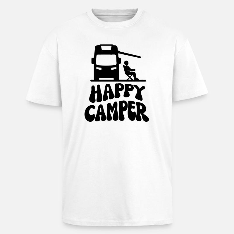 Camper Happy - Oversized Heavyweight Unisex T-Shirt - Weiß