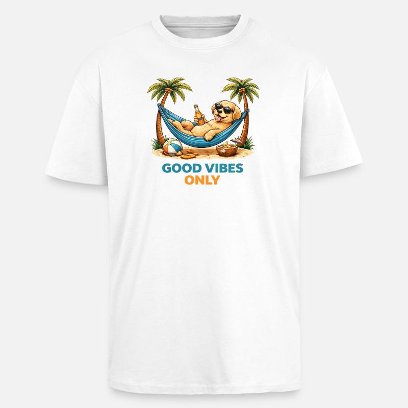 Chiot dans le hamac – Mode Relax - T-shirt unisexe oversize épais - blanc