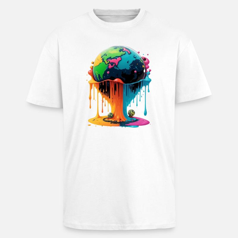 Globe - Terre - Globe - T-shirt unisexe oversize épais - blanc