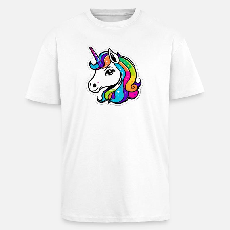 Helles Regenbogen-Einhorn - Oversized Heavyweight Unisex T-Shirt - Weiß