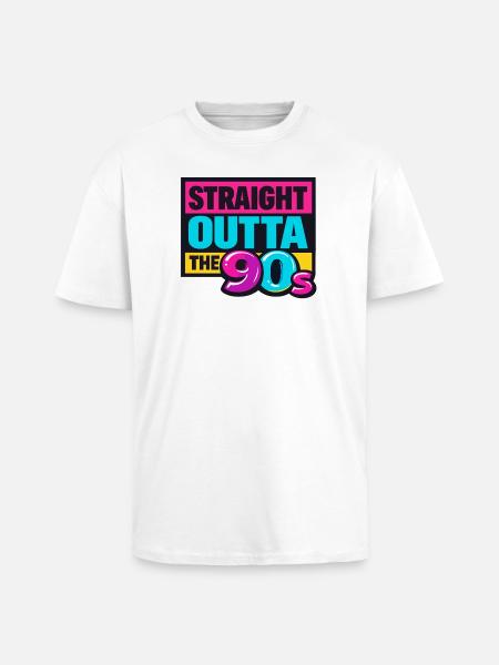 Straight Outta The 90s Neon - Unisex Oversized Heavyweight T-shirt - white