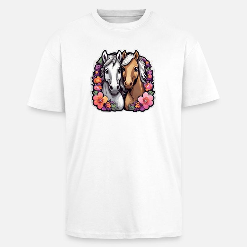 Floral Cavalry Duo - Oversized Heavyweight Unisex T-Shirt - Weiß