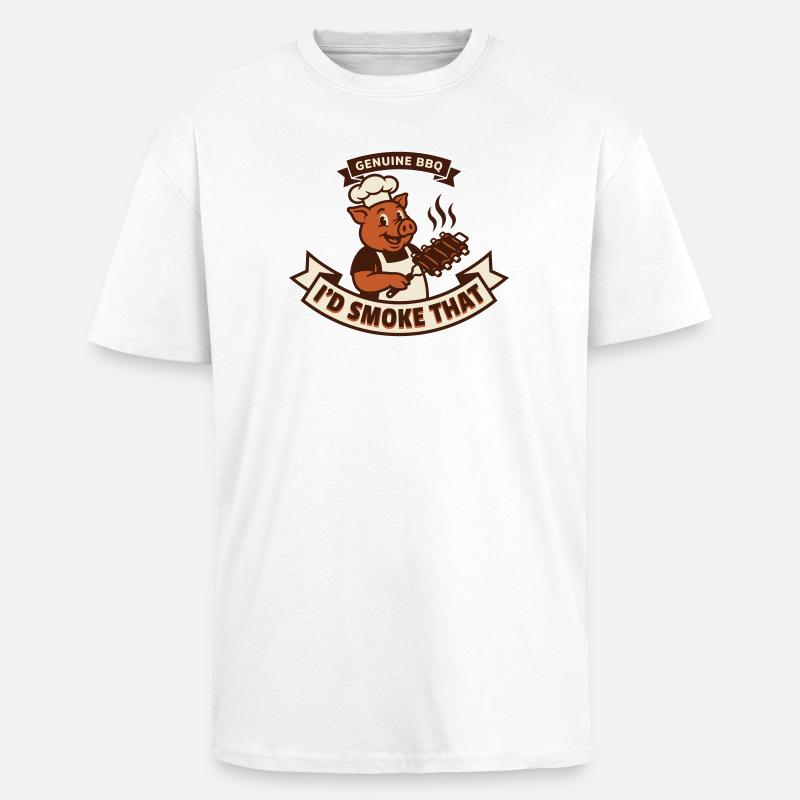 Massaggi e costine barbecue Pig Pitmaster - T-shirt unisex oversize pesante - bianco